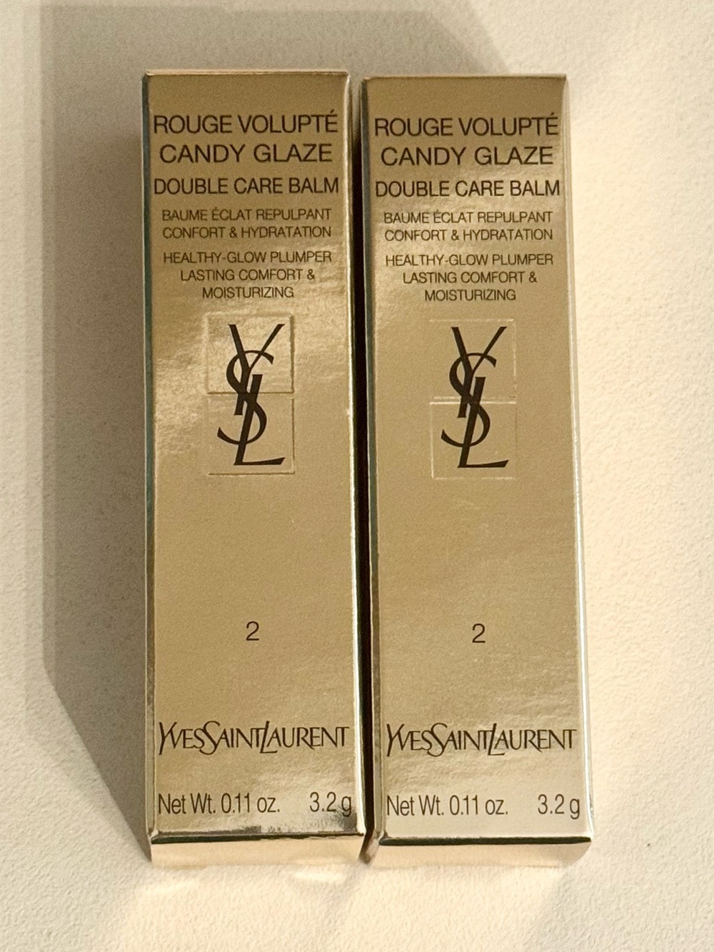 NWT YSL Yves Saint Laurent Candy Glaze double care balm Shade 02 (set of two)